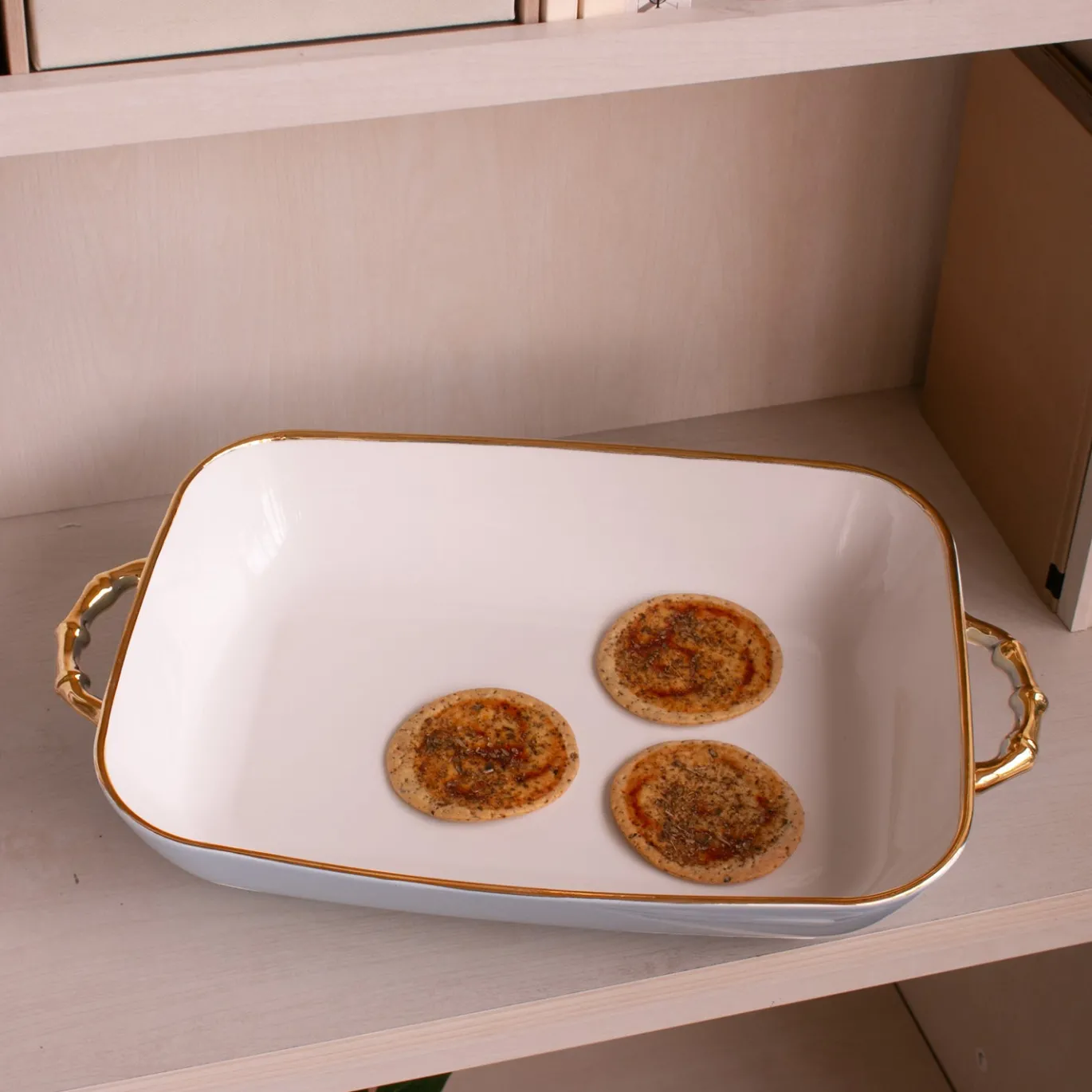 CERAMIC Bambu Rectangular Casserole Periwinkle & White SECONDS - NON R