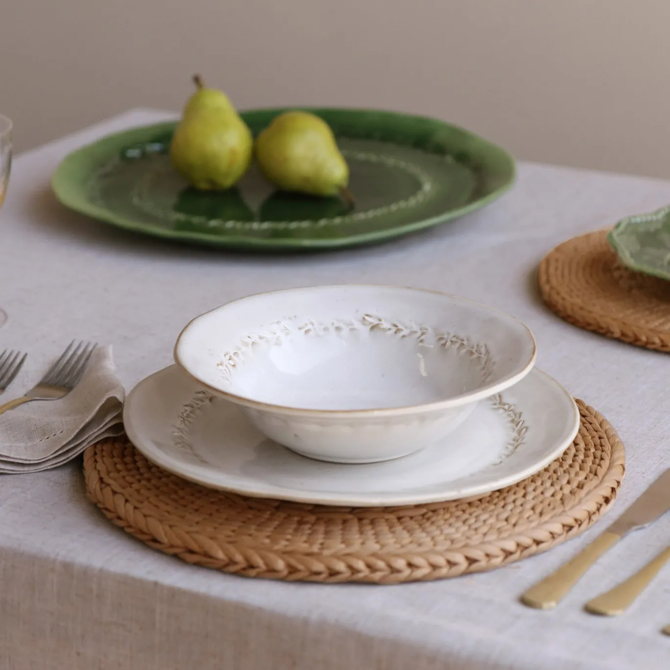 CERAMIC Valentina Dinner Plate Set of 4 (Dusty White)
