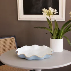 ENCANTO Carola Large Round Platter (Periwinkle and White)