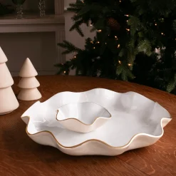 ENCANTO Carola Large Round Platter (Cream and White)