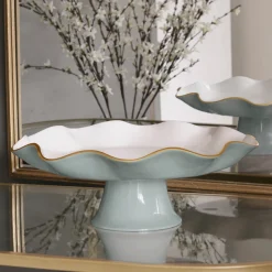 ENCANTO Carola Pedestal Cake Plate (Slate and White)