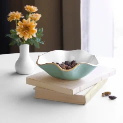 ENCANTO Carola Small Round Bowl (Turquoise and White)