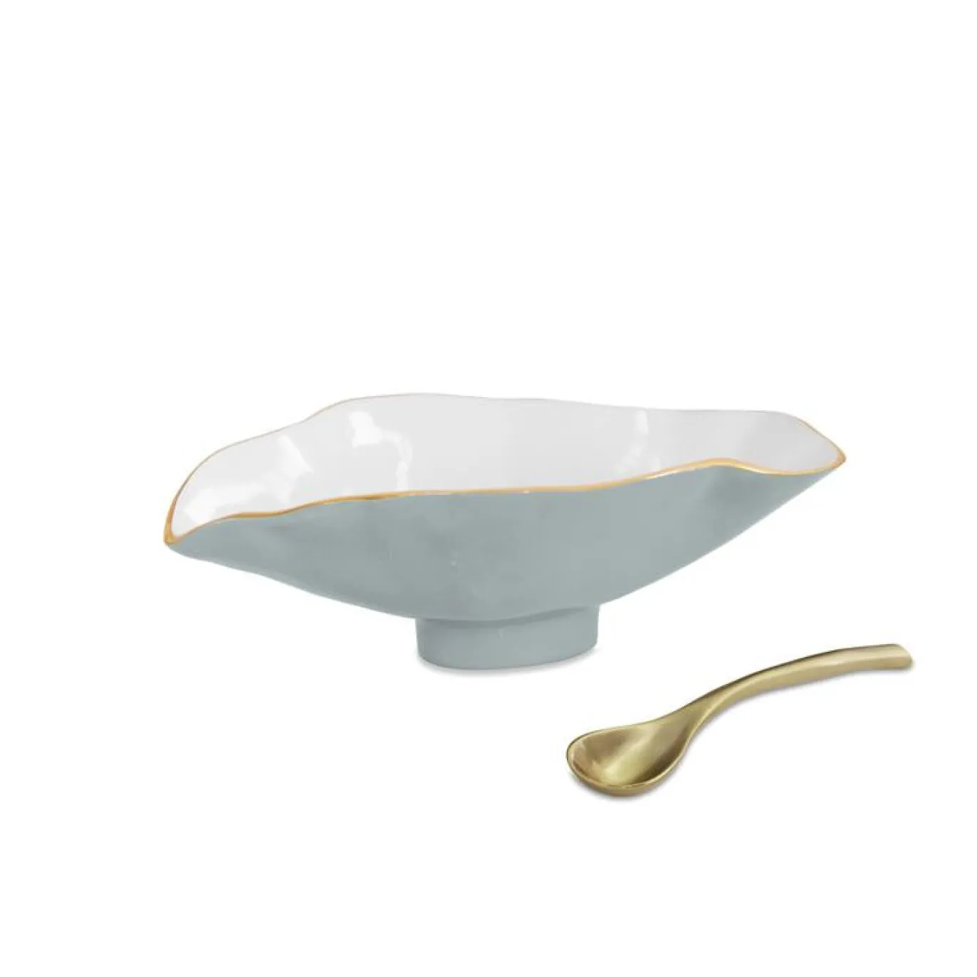 ENCANTO Claire Small Oval bowl with spoon Slate & White
