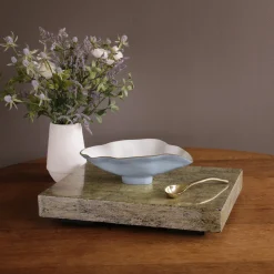 ENCANTO Claire Small Oval Bowl with Spoon (Periwinkle, White and Gold)