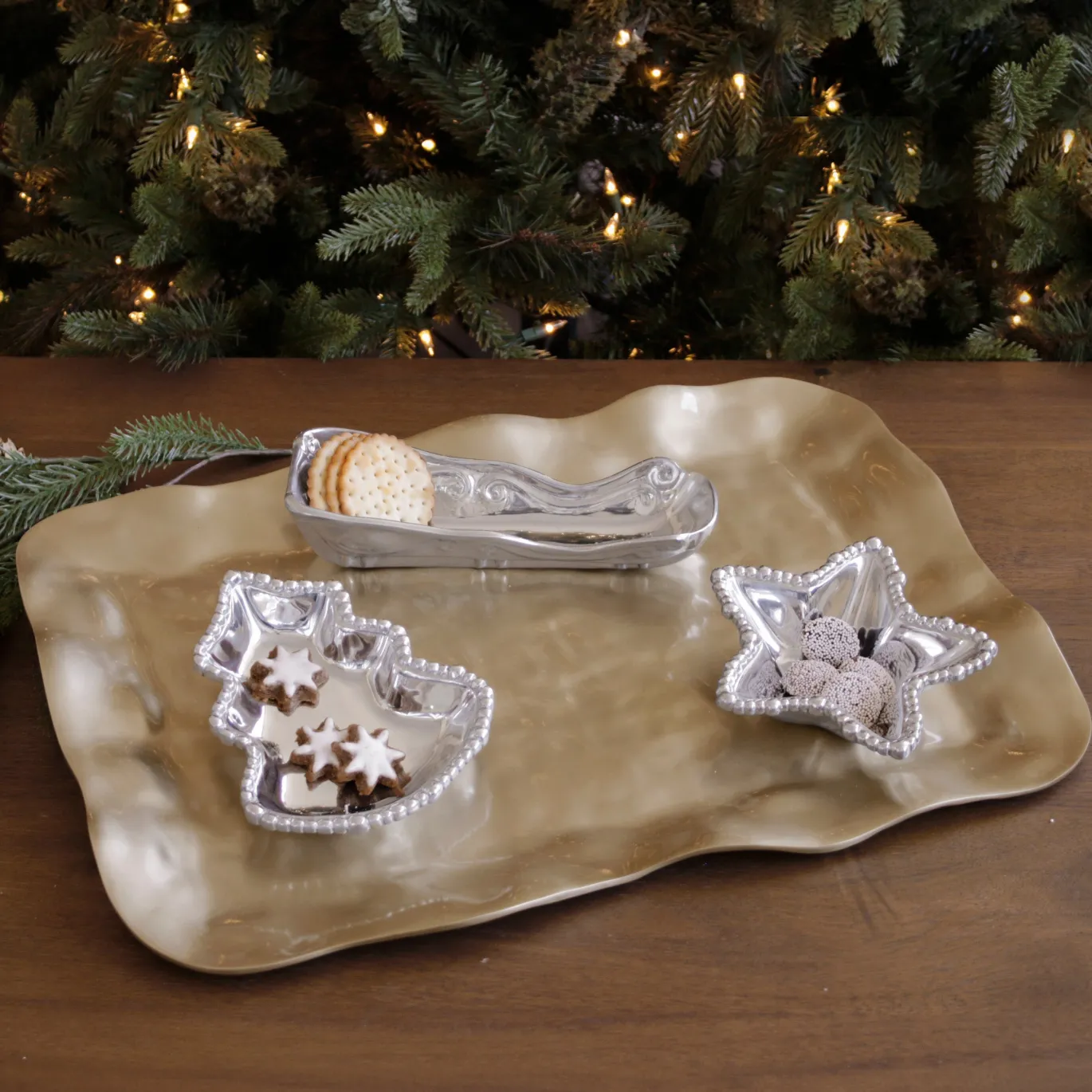 GIFTABLES Holiday Christmas Tree Mini Platter