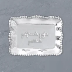 GIFTABLES Organic Pearl Rectangular Engraved Tray - girlfriends, giggl