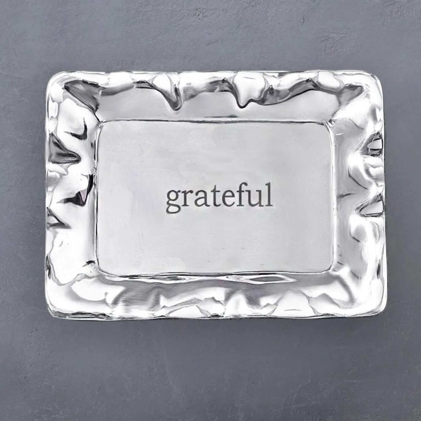 GIFTABLES Vento Rectangular Engraved Tray ("grateful")