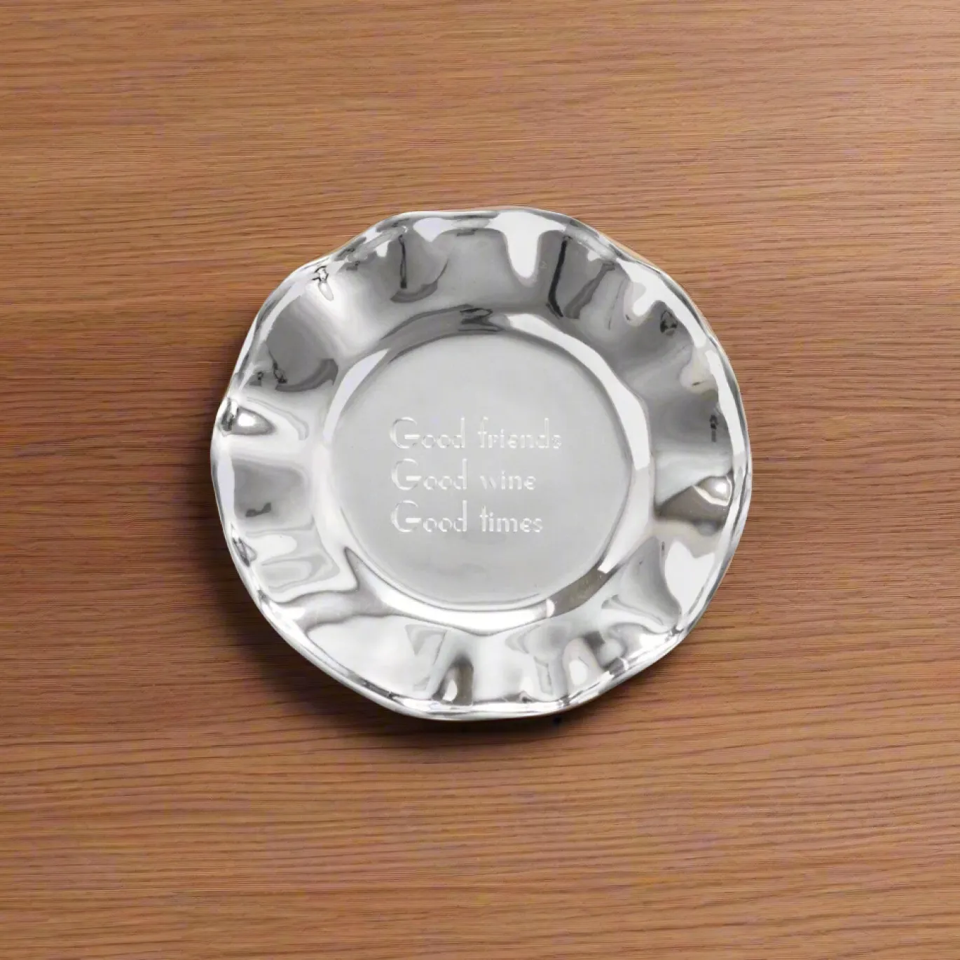 GIFTABLES Vento Wine Plate "Good friends, Good wine, Good times"