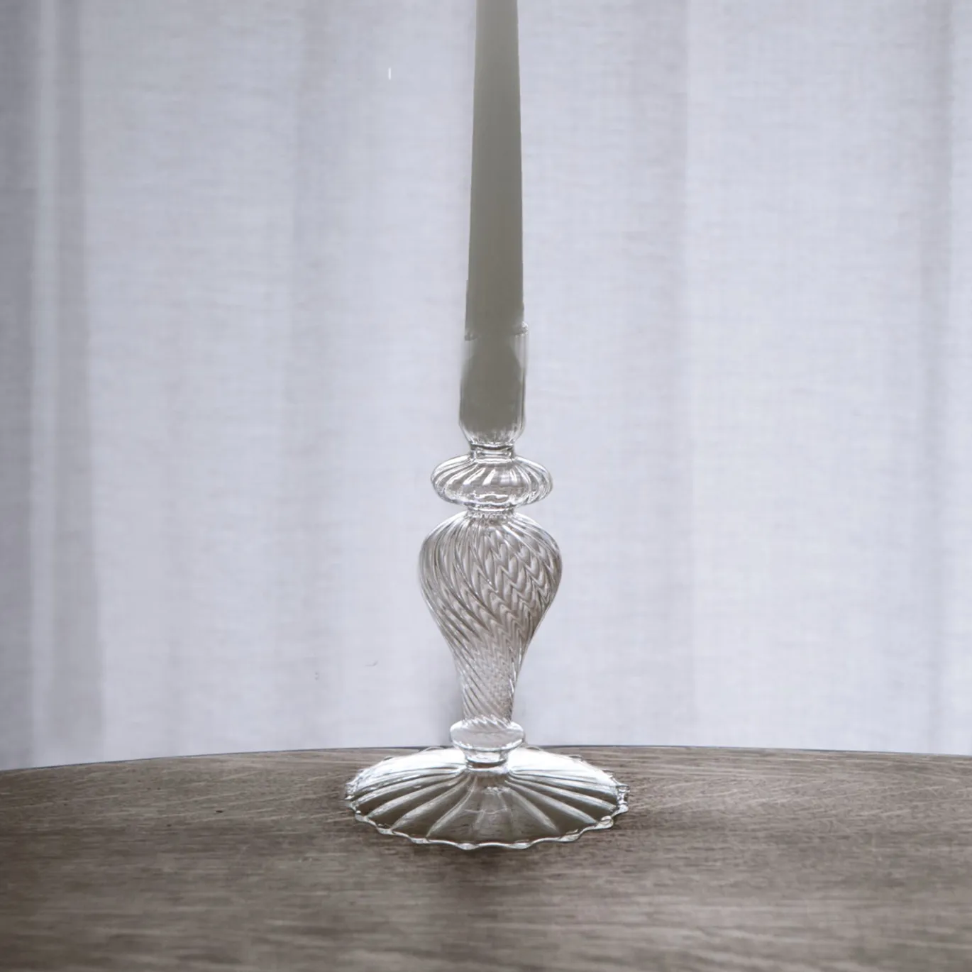 GLASS Cambridge Daphne 8.5" Candlestick Holder Set of 2 (Clear)