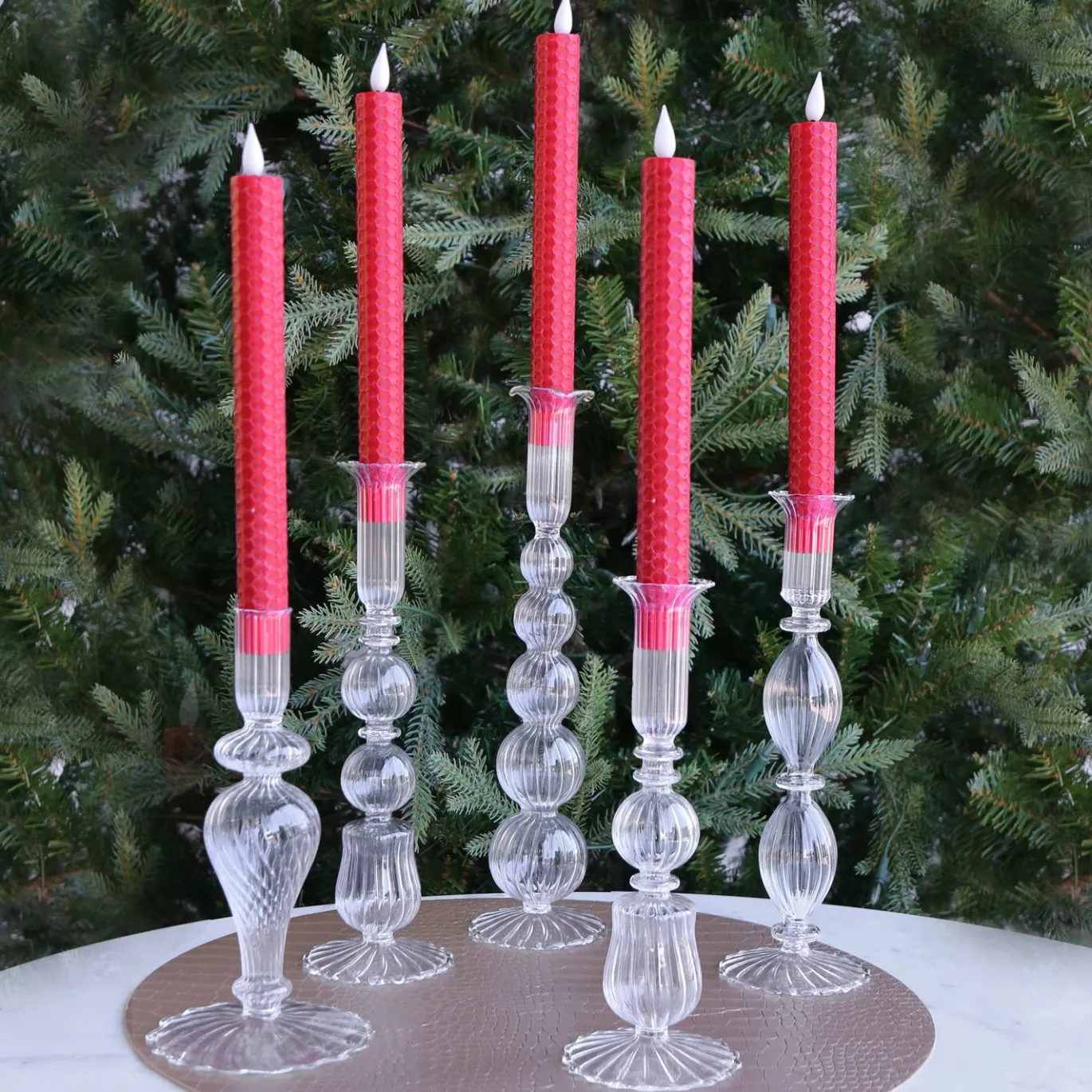 GLASS Cambridge Daphne 8.5" Candlestick Holder Set of 2 (Clear)