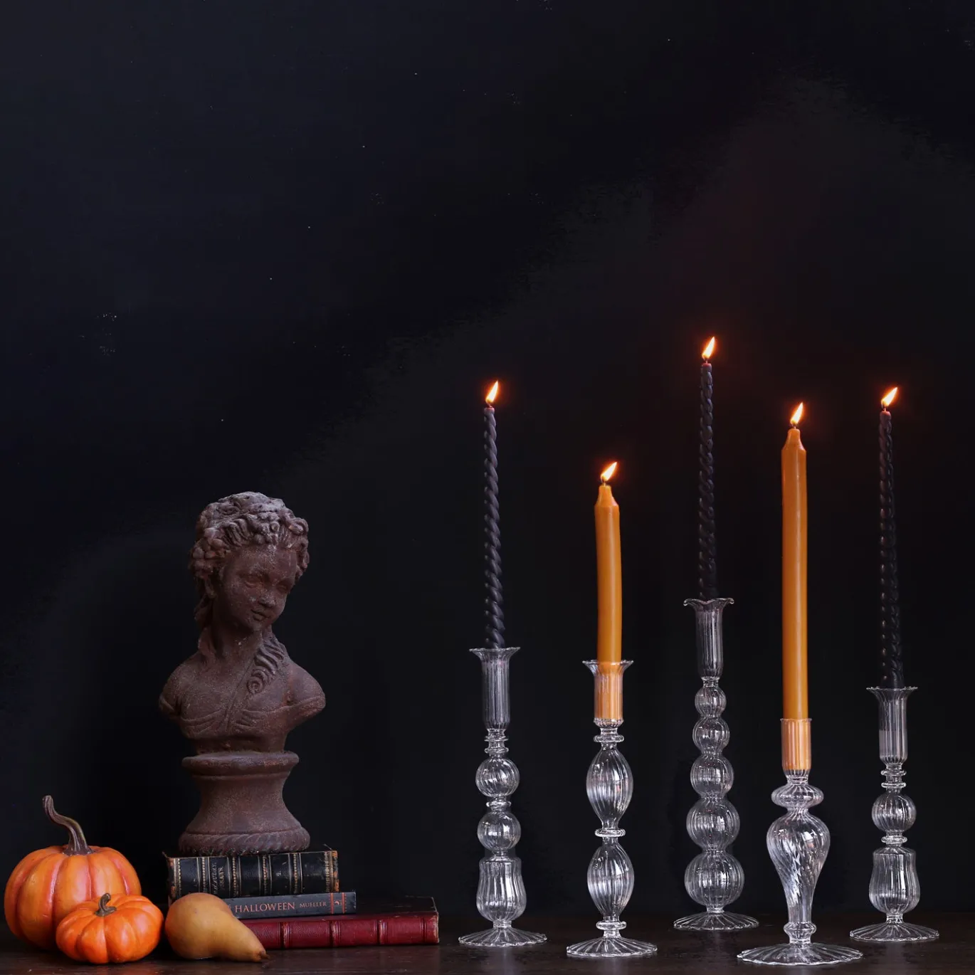 GLASS Cambridge Daphne 8.5" Candlestick Holder Set of 2 (Clear)
