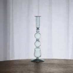 GLASS Cambridge Emma 10.5" Candlestick Holder Set of 2 (Light Green)