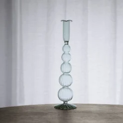 GLASS Cambridge Olivia 12" Candlestick Holder Set of 2 (Light Green)
