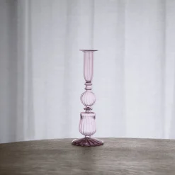 GLASS Cambridge Sophia 9" Candlestick Holder Set of 2 (Light Pink)