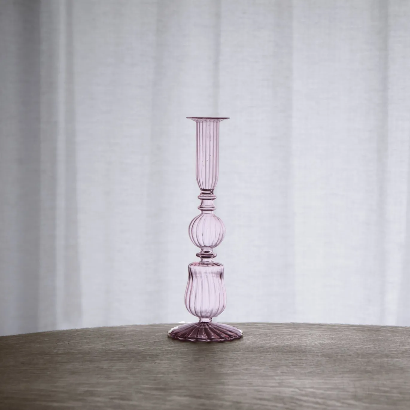 GLASS Cambridge Sophia 9" Candlestick Holder Set of 2 (Light Pink)