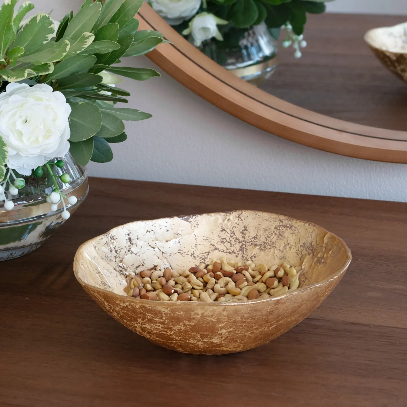 GLASS Cracked Small Foil Leafing Bowl (Gold)