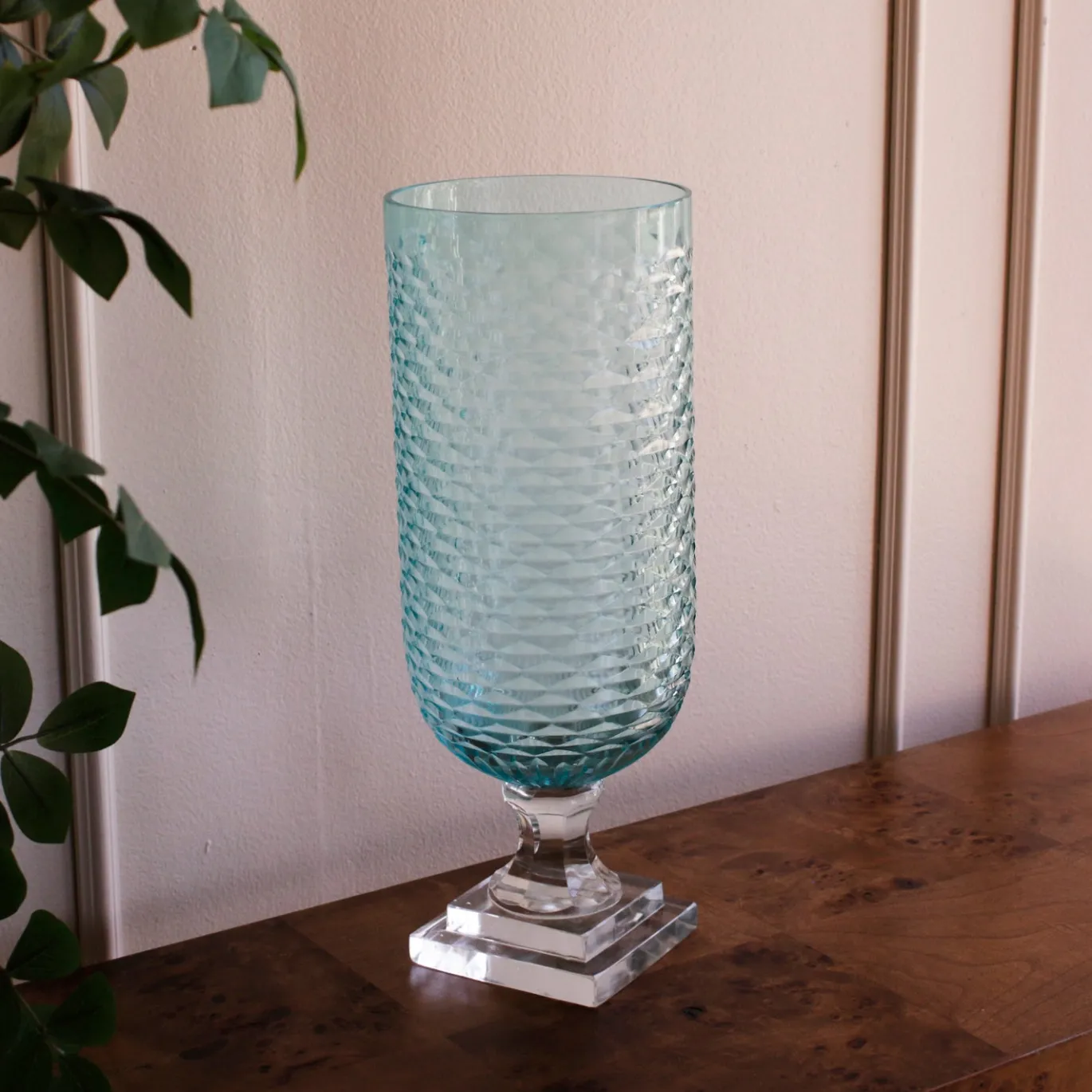 GLASS Eclat Tall Hurricane Pale Blue & Clear