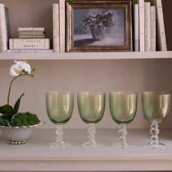 GLASS French Swirl All Purpose Set of 4 (Green)