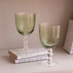GLASS French Swirl All Purpose Set of 4 (Green)