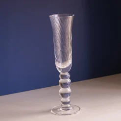 GLASS French Swirl Champagne Flute Set of 4 (Clear)