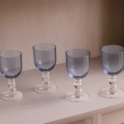 GLASS French Swirl Wine Set of 4 (Blue)