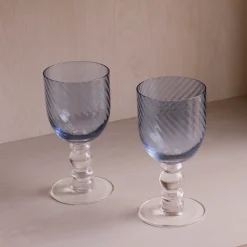 GLASS French Swirl Wine Set of 4 (Blue)