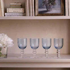 GLASS French Swirl Wine Set of 4 (Blue)