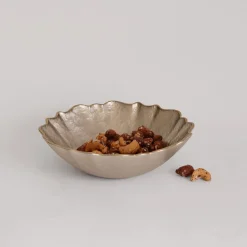 GLASS Small Round Bowl (Taupe and Gold)
