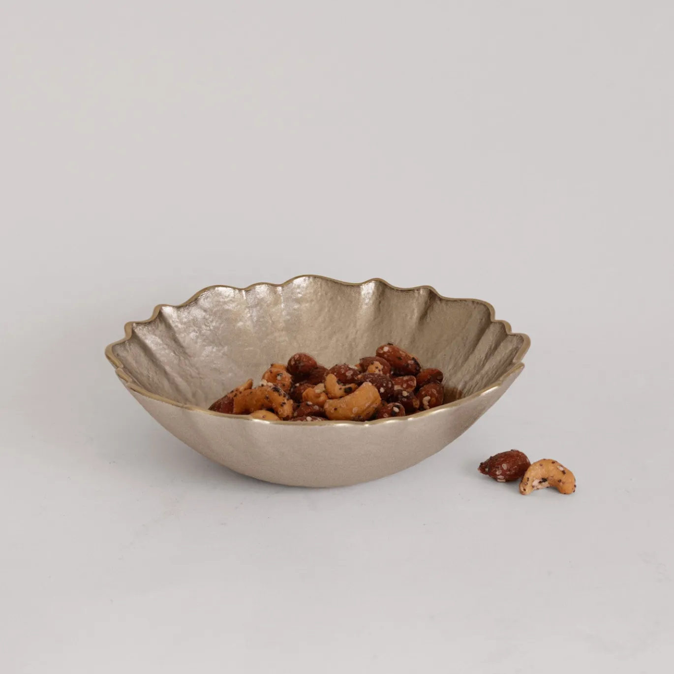 GLASS Small Round Bowl (Taupe and Gold)