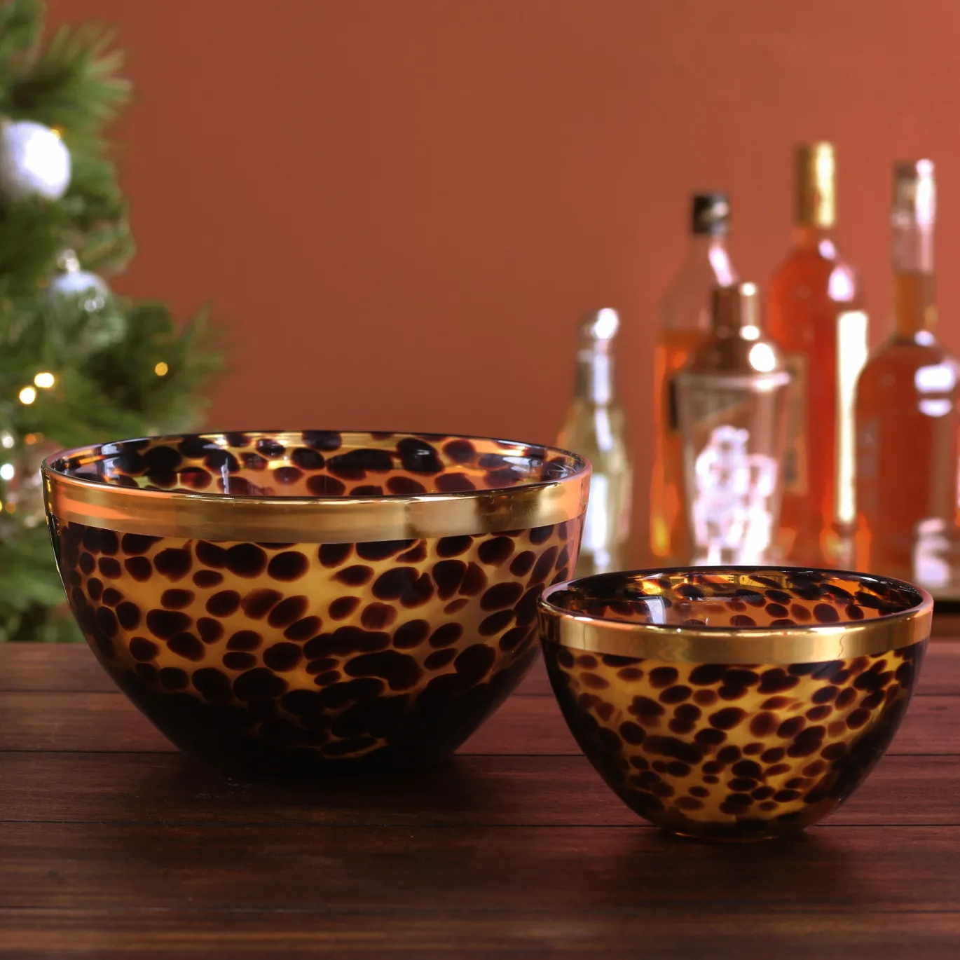 GLASS Tortoise and Gold 8" Bowl