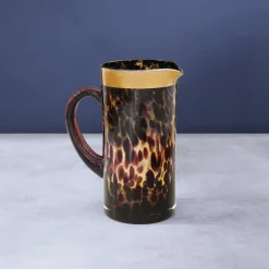 GLASS Tortoise and Gold Pitcher