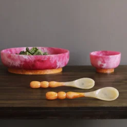 RESIN Rio Large Oval Bowl with Base (Pink and Orange)