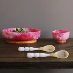 RESIN Rio Large Oval Bowl with Base (Pink and Orange)