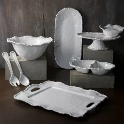 VIDA Alegria Rectangular Tray with Handles White