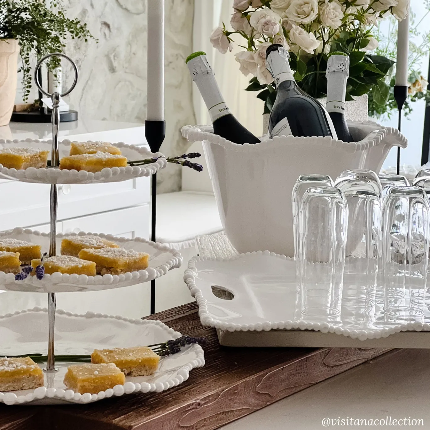 VIDA Alegria Rectangular Tray with Handles White