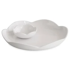 VIDA Amelia Round Platter with Mini Dip Bowl White