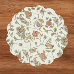 VIDA Autumn and Branches Reversible Round Placemats Set of 4 Persimmon