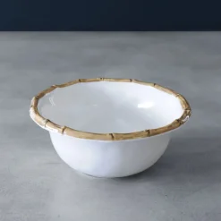 VIDA Bamboo 7.5" Cereal Bowl Set of 4 (White and Natural)