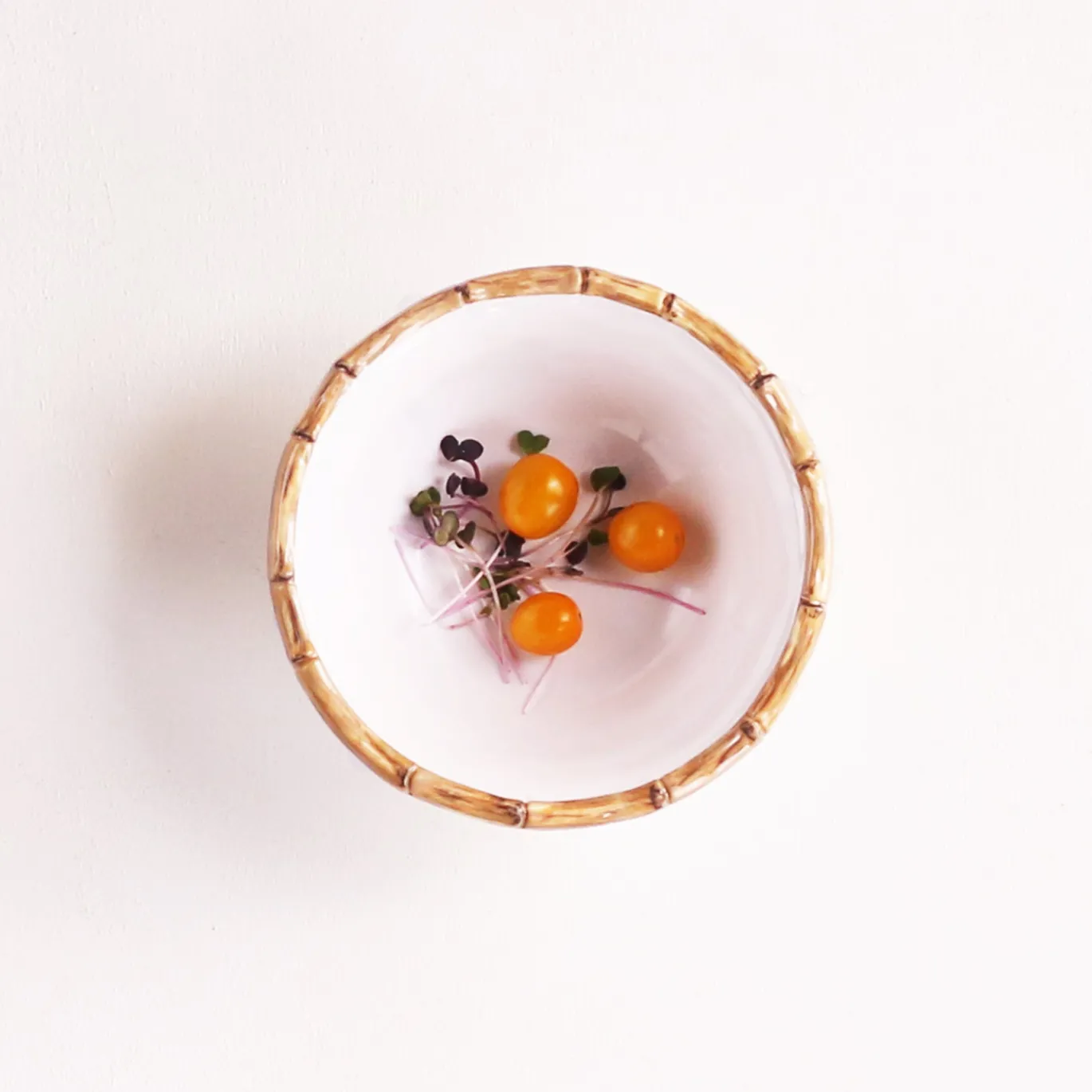 VIDA Bamboo 7.5" Cereal Bowl Set of 4 (White and Natural)