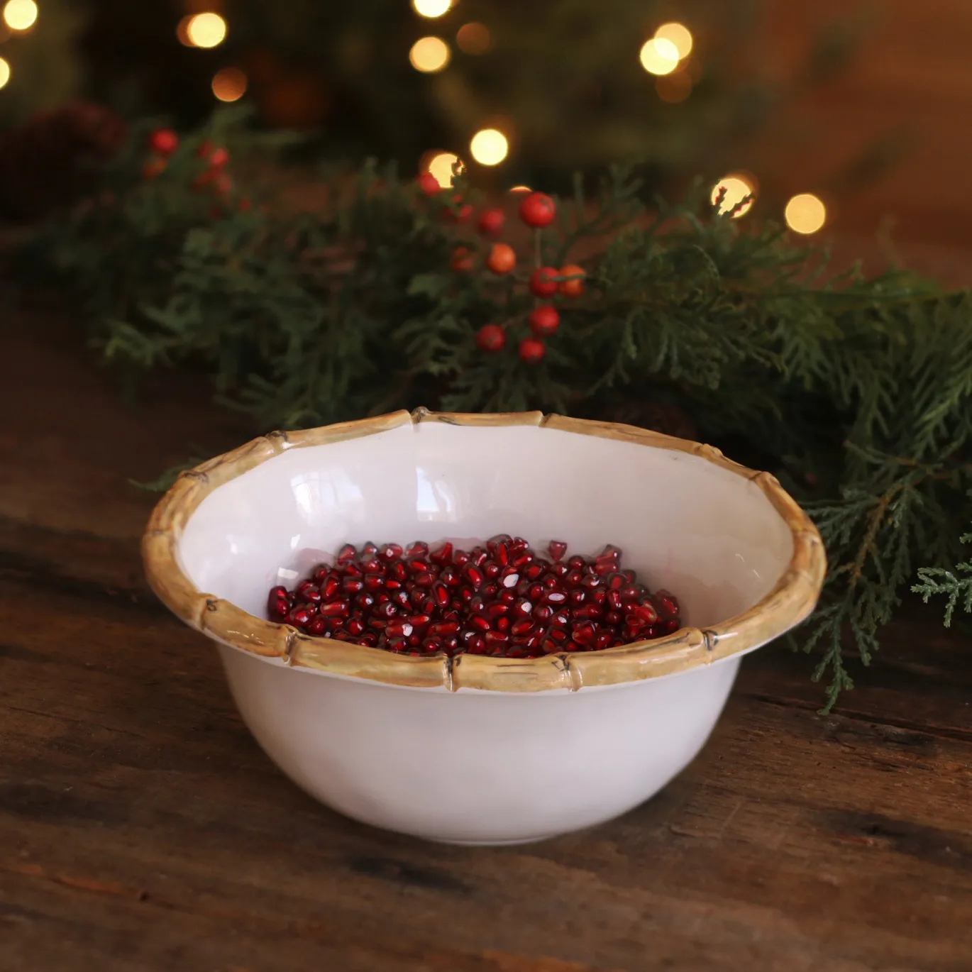 VIDA Bamboo 7.5" Cereal Bowl Set of 4 (White and Natural)
