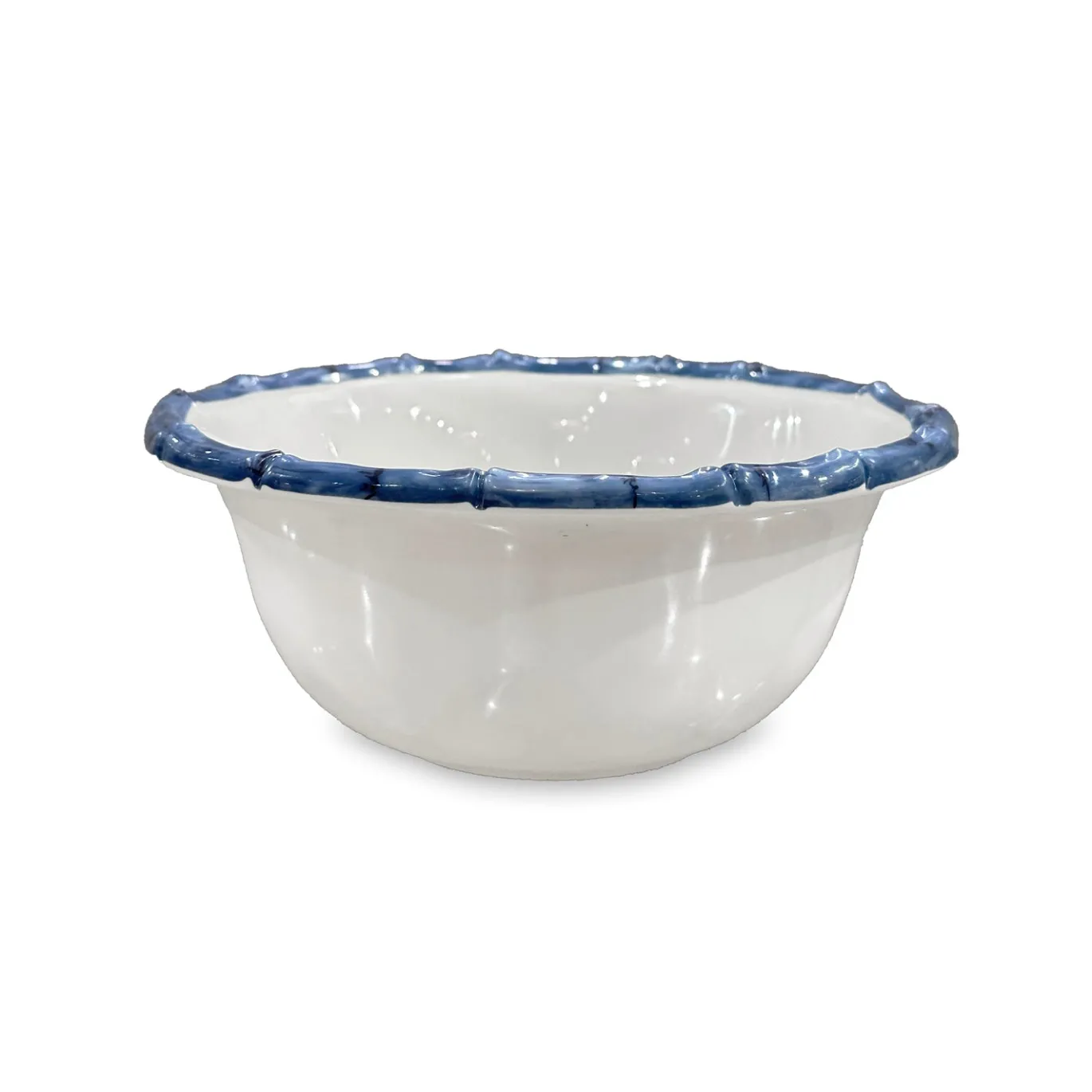 VIDA Bamboo 7.5" Cereal Bowl Set of 4 (White and Blue)