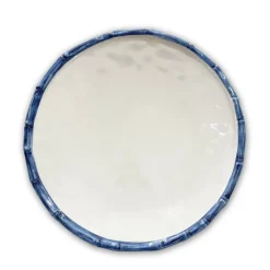 VIDA Bamboo 11" Dinner Plate Set of 4 (White and Blue)