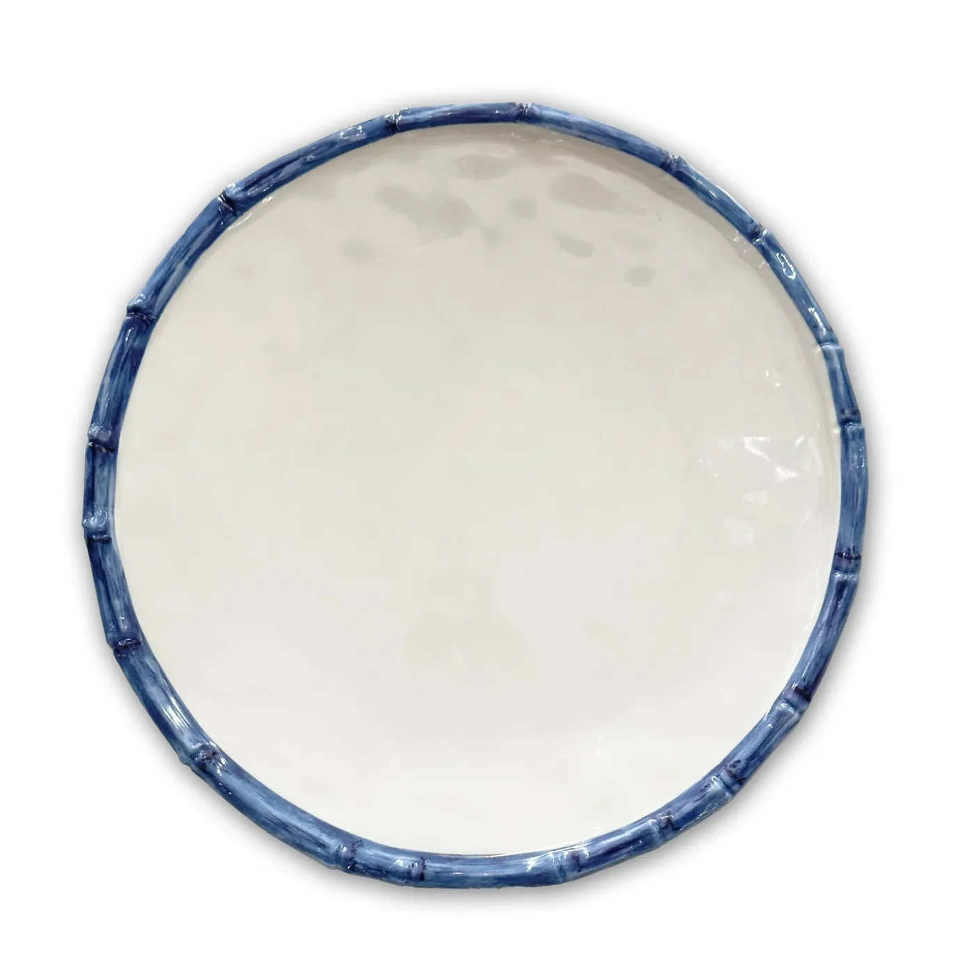 VIDA Bamboo 11" Dinner Plate Set of 4 (White and Blue)