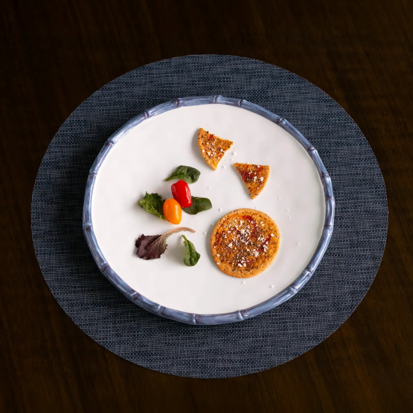 VIDA Bamboo 11" Dinner Plate Set of 4 (White and Blue)