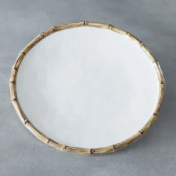 VIDA Bamboo 11" Dinner Plate Set of 4 (White and Natural)
