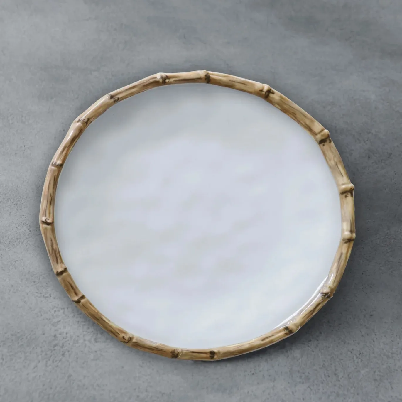 VIDA Bamboo 9" Salad Plate Set of 4 (White and Natural)