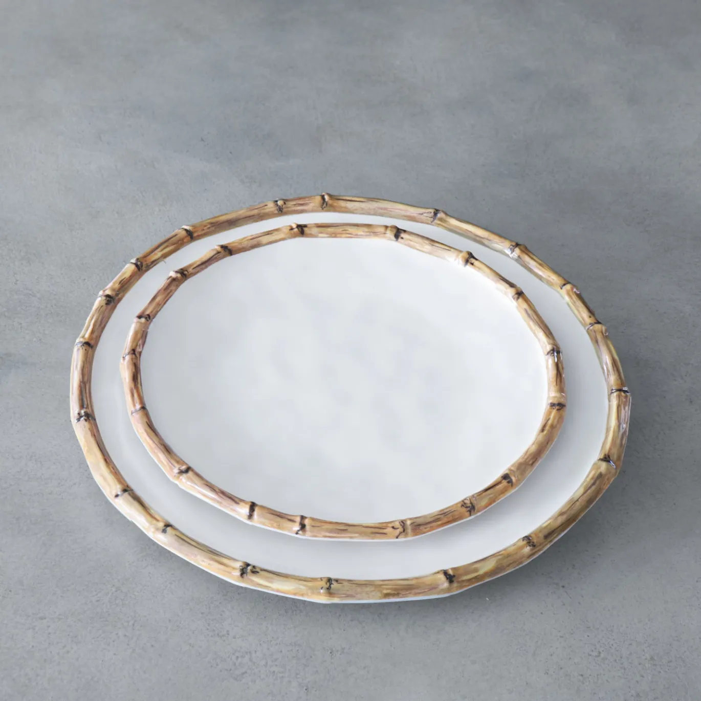 VIDA Bamboo 9" Salad Plate Set of 4 (White and Natural)