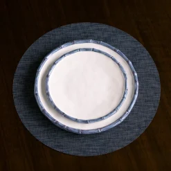 VIDA Bamboo 9" Salad Plate Set of 4 (White and Blue)