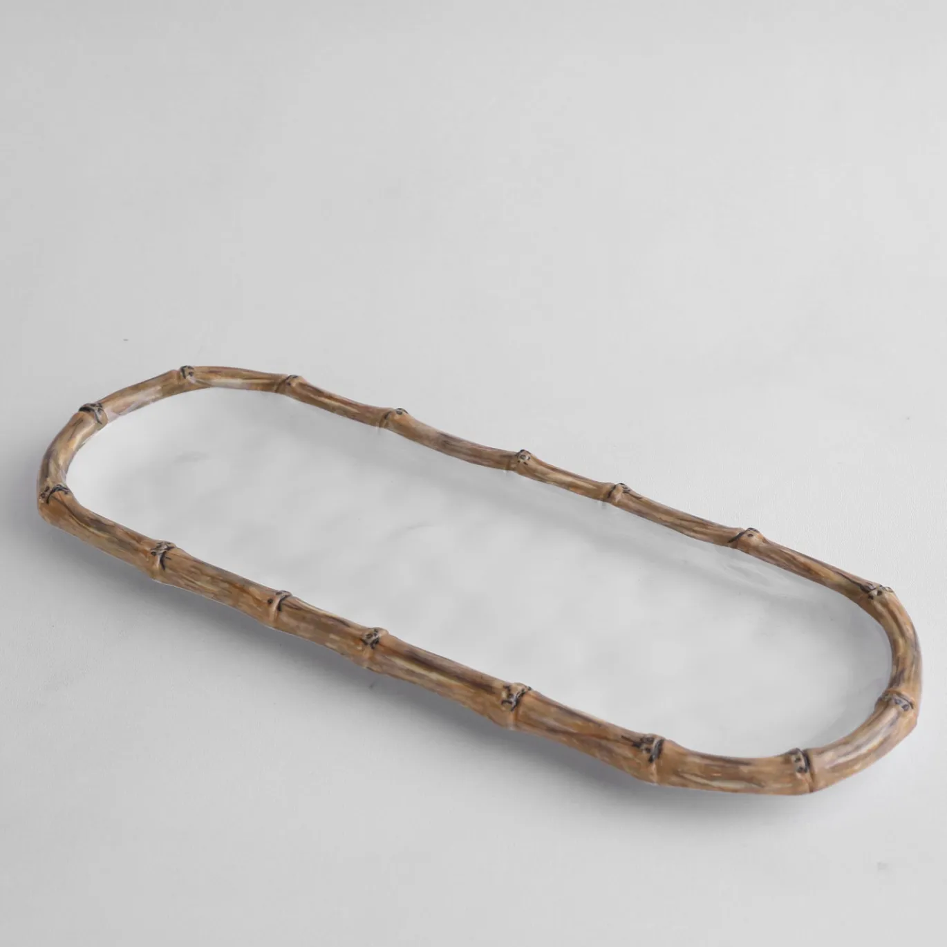 VIDA Bamboo Baguette Platter (White and Natural)