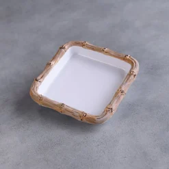 VIDA Bamboo Beverage Napkin Holder (White and Natural)